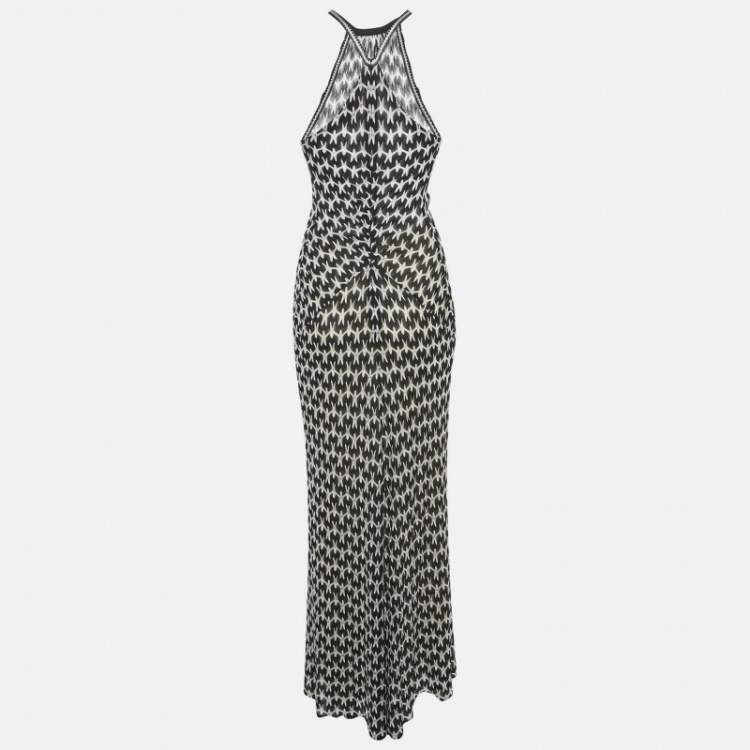 Pre Owned Missoni Black Patterned Knit Halter Neck Maxi Dress S