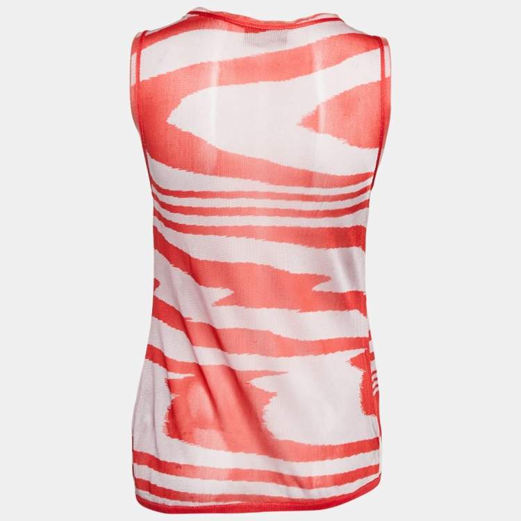 Pre Owned Missoni Red & Pink Knit Tank Top M