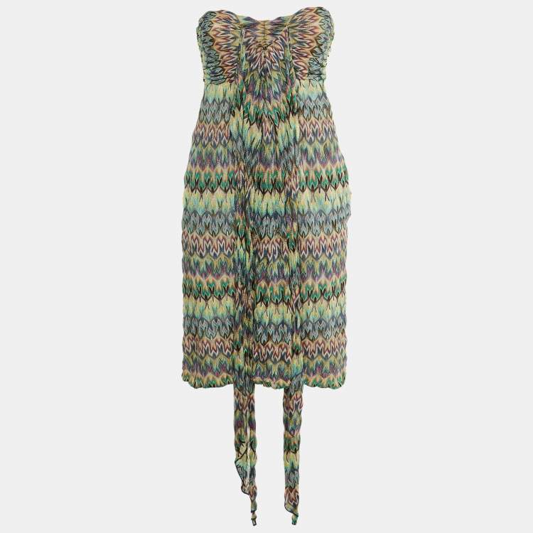 Pre Owned Missoni Multicolor Zig Zag Knit Halter Neck Mini Dress M