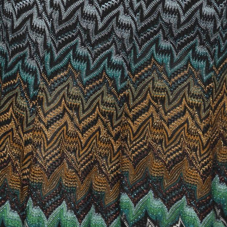 Pre Owned Missoni Black/Beige Patterned Knit Maxi Skirt L