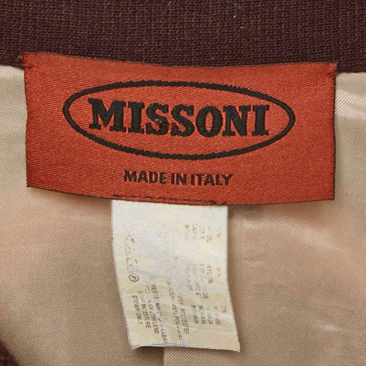 Pre Owned Missoni Multicolor Zig Zag Wool Knit Belted Coat S