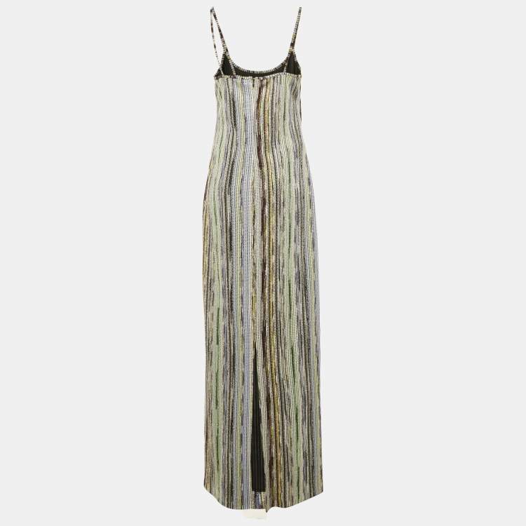 Pre Owned Missoni Multicolor Patterned Lurex Knit Maxi Dress L