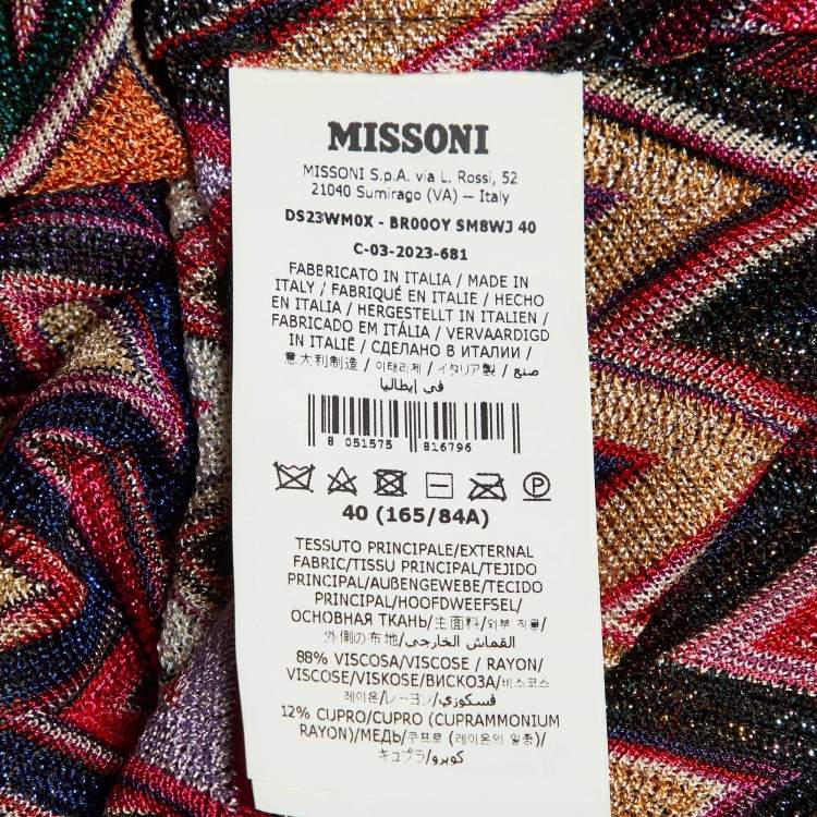 Pre Owned Missoni Multicolor Chevron Lurex Knit Long Cardigan S