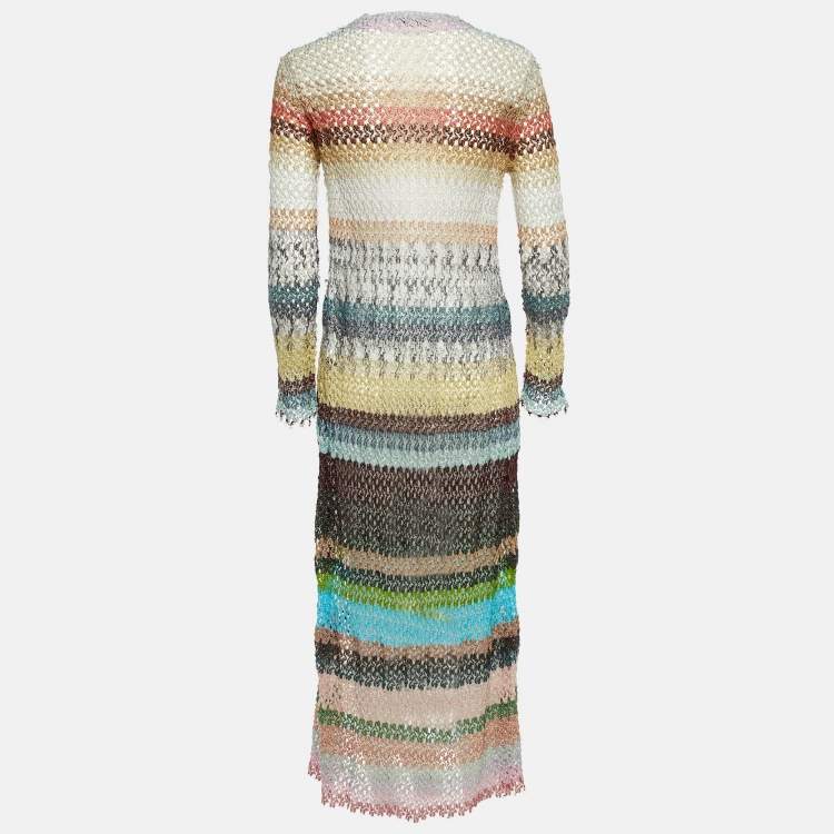 Pre Owned Missoni Multicolor Lurex Open Knit Long Cardigan S