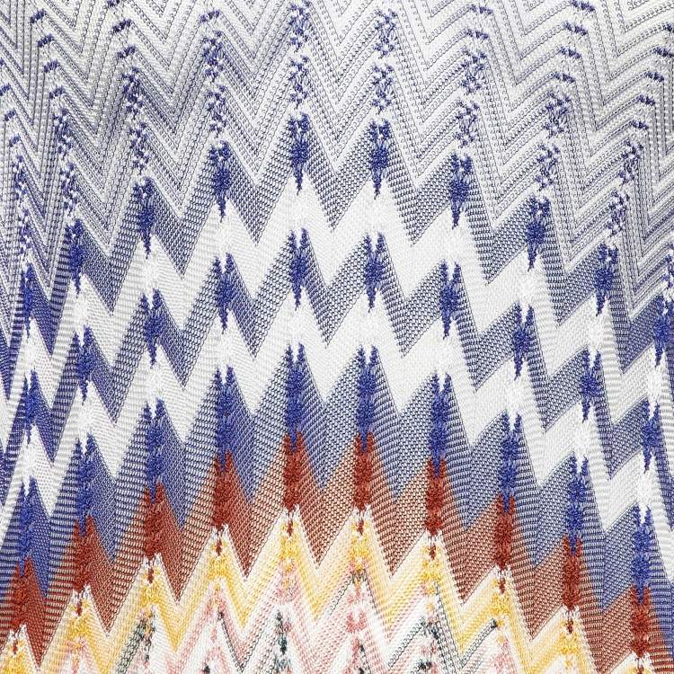 Pre Owned Missoni Blue Chevron Knit V-Neck Sheer Tunic S
