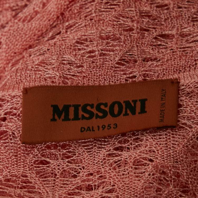 Pre Owned Missoni Pink Crochet Knit Sheer Cardigan M