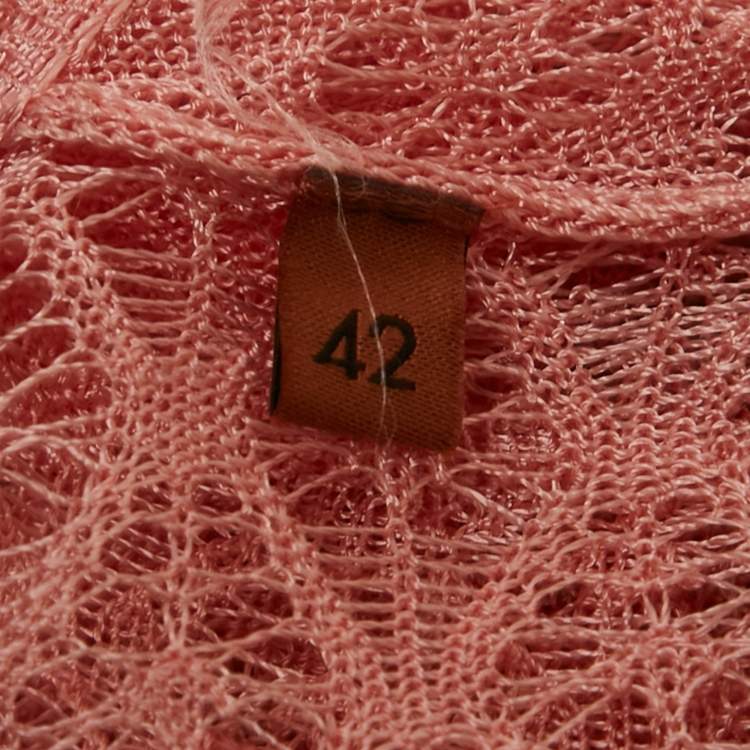 Pre Owned Missoni Pink Crochet Knit Sheer Cardigan M