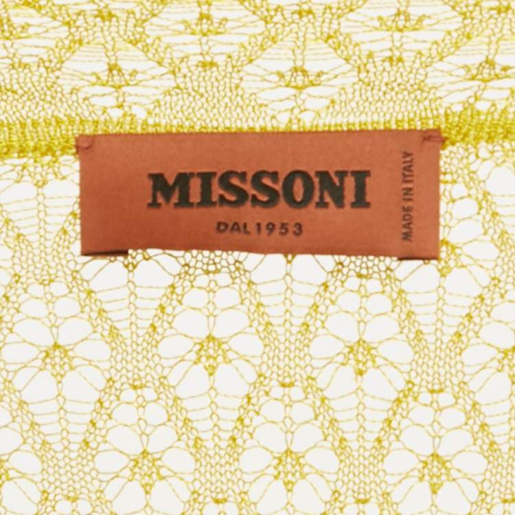 Pre Owned Missoni Yellow/Orange Ombre Crochet Knit Sheer Cardigan M