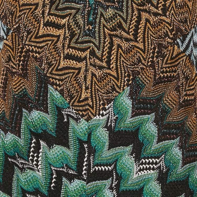 Pre Owned Missoni Multicolor Patterned Lurex Knit V-Neck Mini Dress L