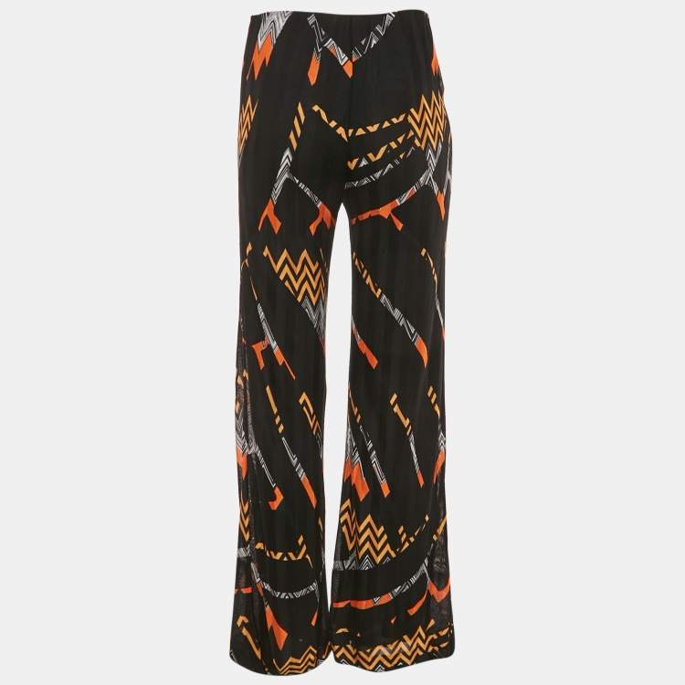 Pre Owned Missoni Black Zig Zag Knit Straight Leg Trousers M