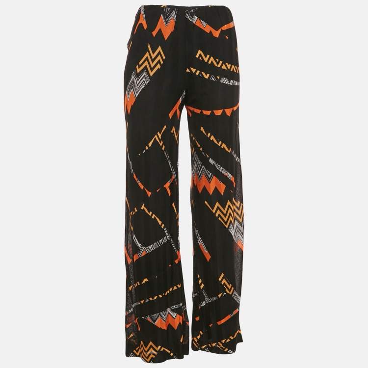 Pre Owned Missoni Black Zig Zag Knit Straight Leg Trousers M