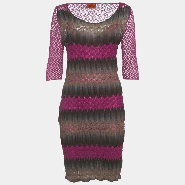 Pre Owned Missoni Multicolor Knit Midi Dress 