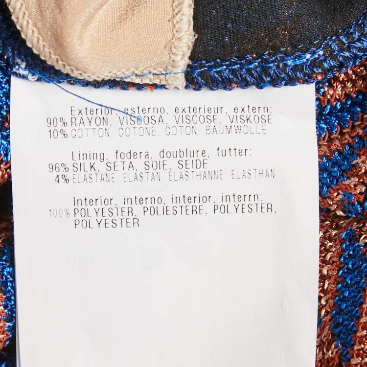 Pre Owned Missoni Blue Zig Zag Knit Mini Dress S