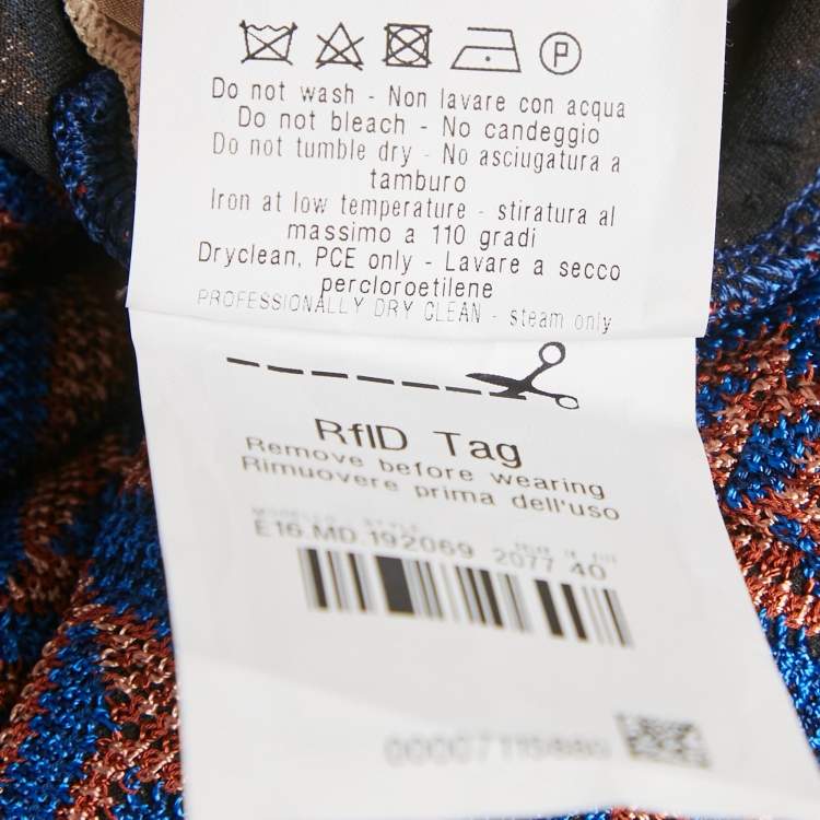 Pre Owned Missoni Blue Zig Zag Knit Mini Dress S