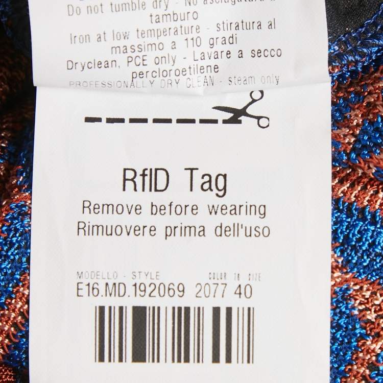Pre Owned Missoni Blue Zig Zag Knit Mini Dress S