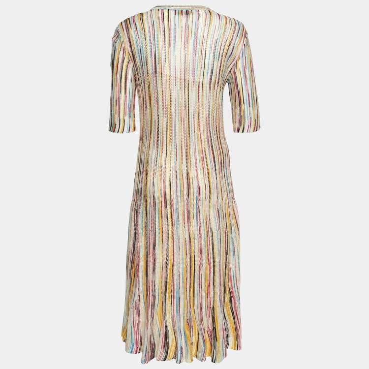 Pre Owned Missoni Multicolor Patterned Knit Fit and Flare Midi Dress M