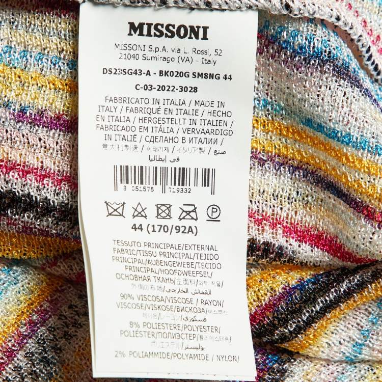Pre Owned Missoni Multicolor Patterned Knit Fit and Flare Midi Dress M