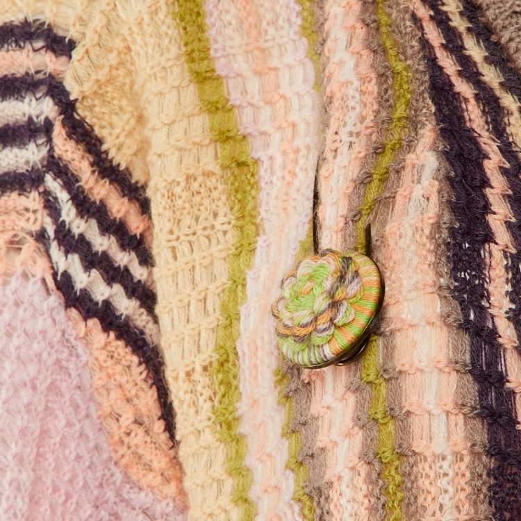 Pre Owned Missoni Multicolor Patterned Knit Open Front Cardigan L