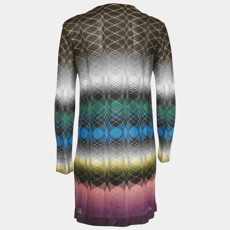 Pre Owned Missoni Multicolored Knit Button Front Long Cardigan S