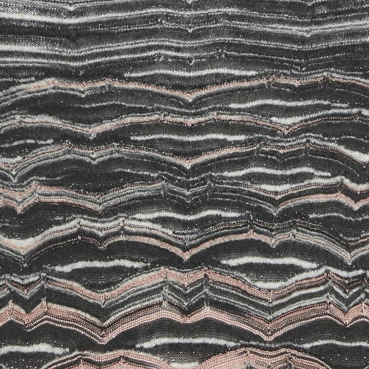 Pre Owned Missoni Black Zig Zag Stretch Knit Mini Bodycon Dress S