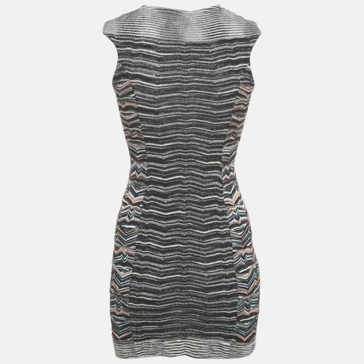 Pre Owned Missoni Black Zig Zag Stretch Knit Mini Bodycon Dress S