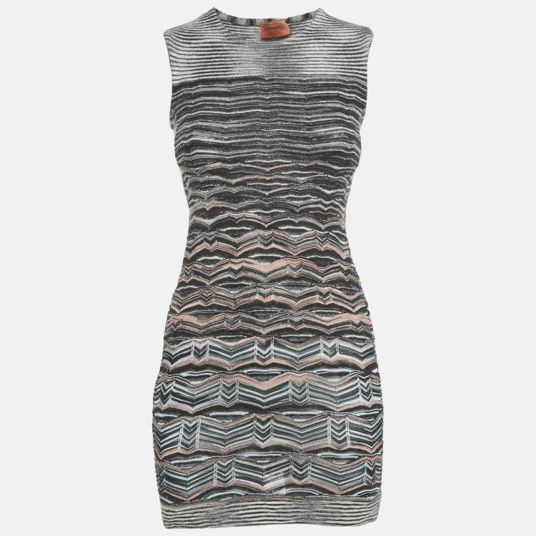 Pre Owned Missoni Black Zig Zag Stretch Knit Mini Bodycon Dress S