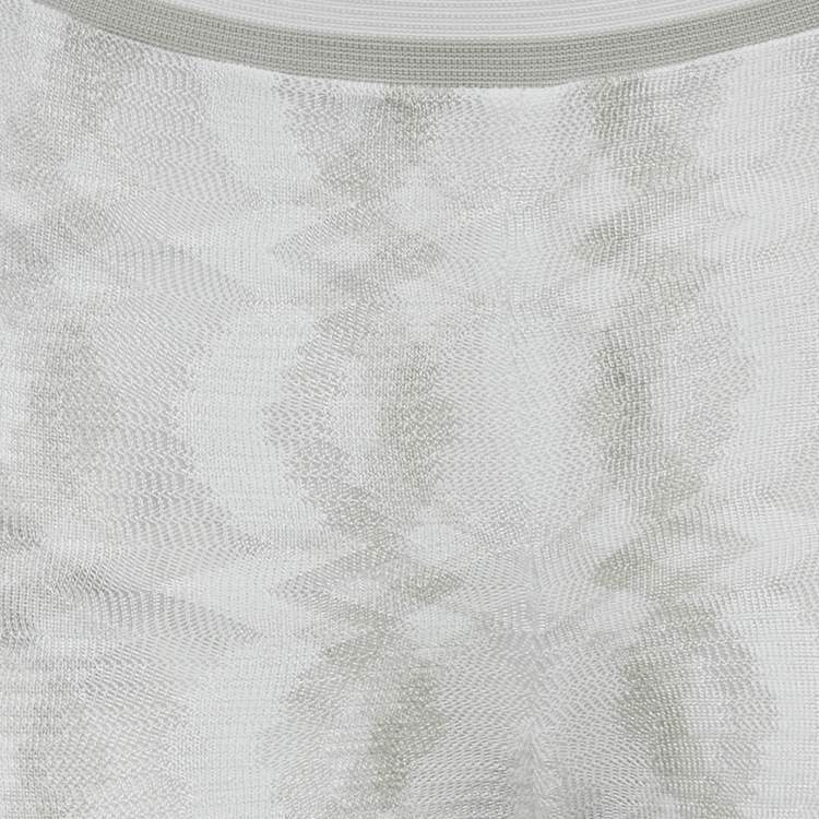 Pre Owned Missoni White Patterned Rib Knit Waist Band Leggings M