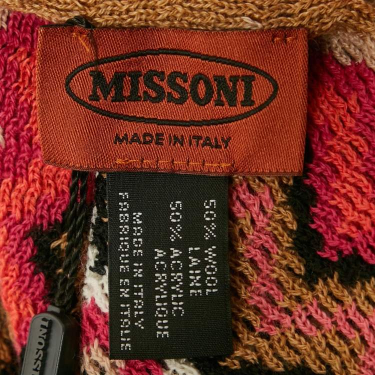 Pre Owned Missoni Multicolor Zig-Zag Wool Fringed Poncho One Size  