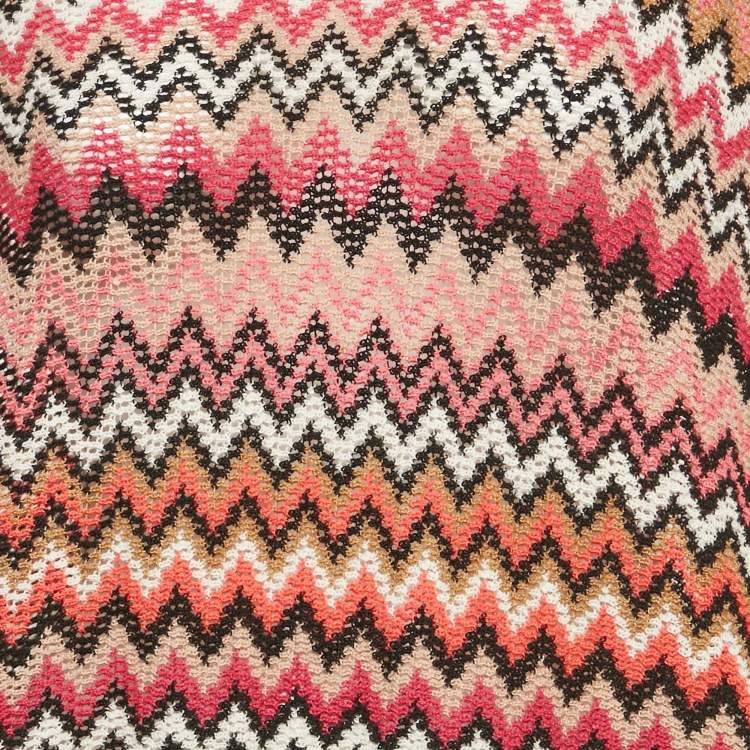 Pre Owned Missoni Multicolor Zig-Zag Wool Fringed Poncho One Size  