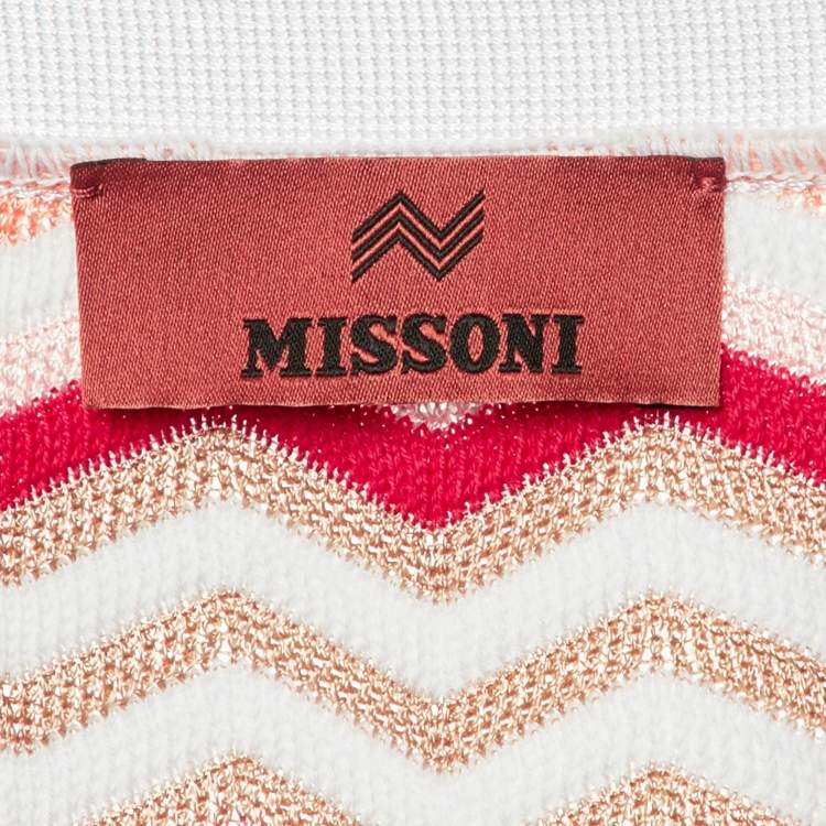 Pre Owned Missoni Multicolor Chevron Cotton Knit Belted Cardigan M