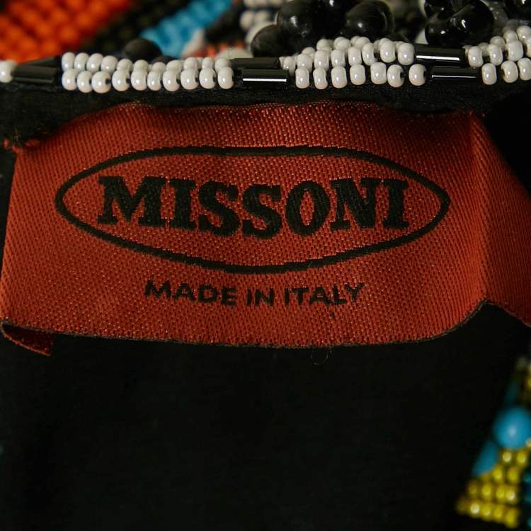 Pre Owned Missoni Multicolor Beaded Silk Shift Mini Dress S