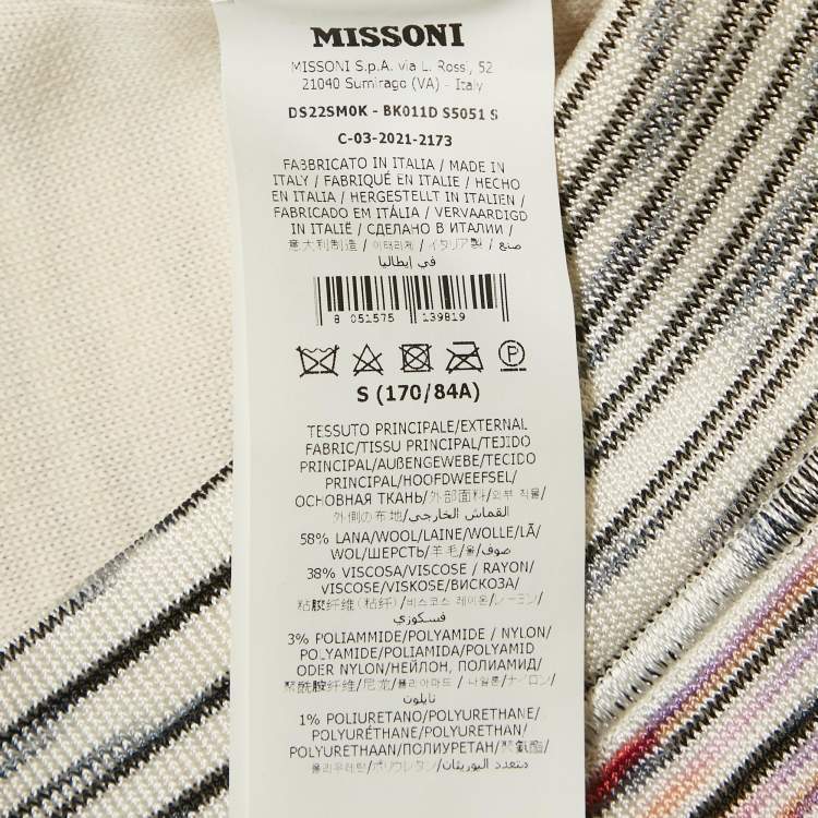 Pre Owned Missoni Purple Striped Stretch Knit Cardigan S