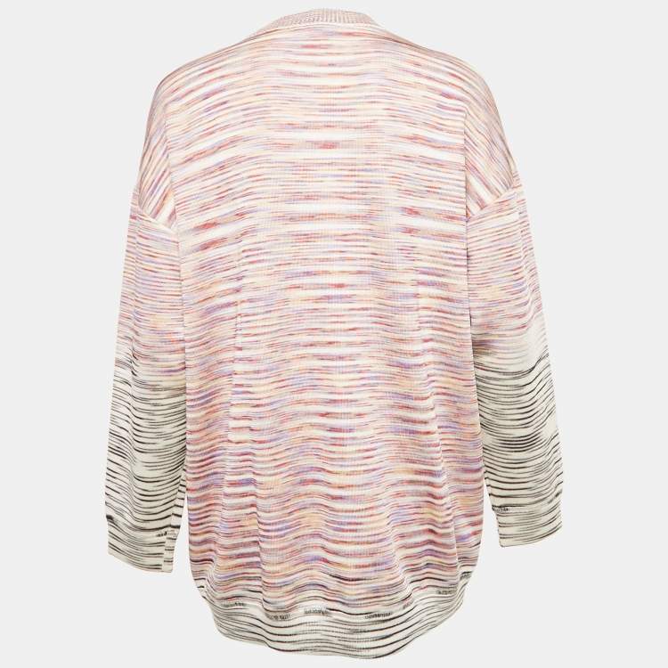 Pre Owned Missoni Purple Striped Stretch Knit Cardigan S