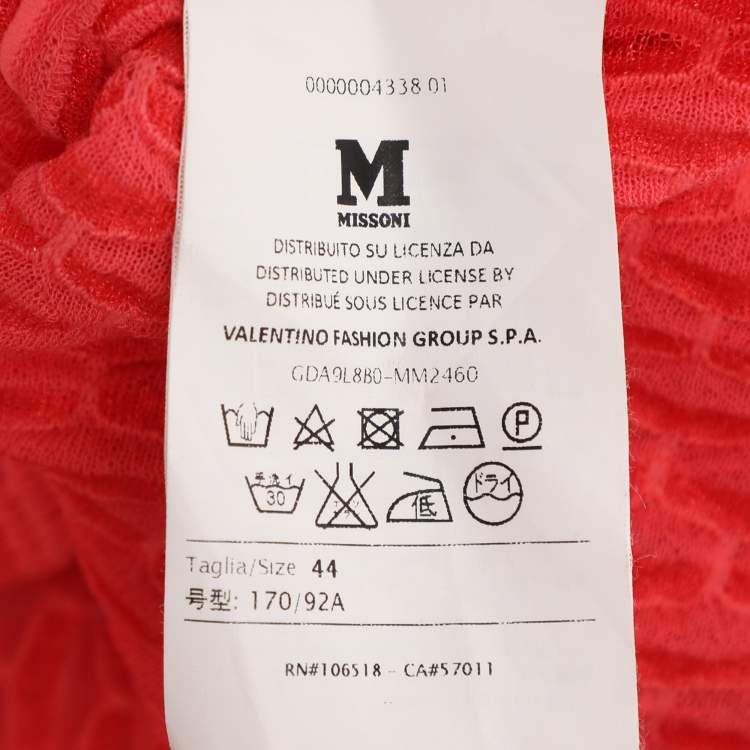 Pre Owned M Missoni Coral Cotton Knit Tops and Midi Skirt Set L