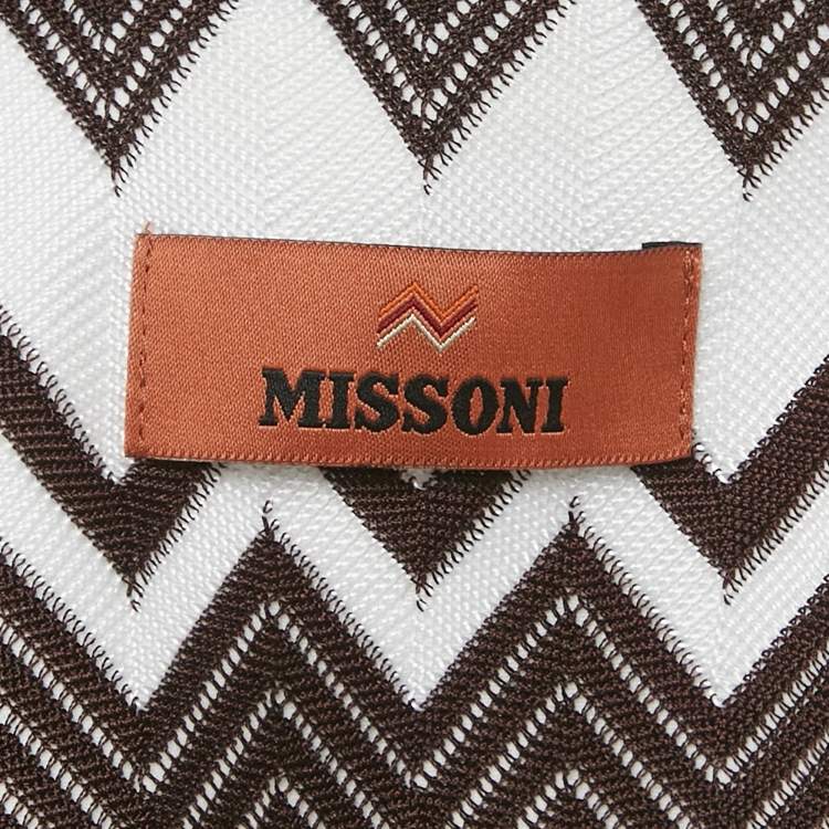Pre Owned Missoni Brown /White Zig-Zag Knit Double Breasted Oversized Blazer S