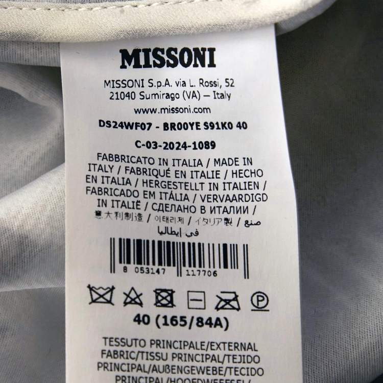 Pre Owned Missoni Brown /White Zig-Zag Knit Double Breasted Oversized Blazer S