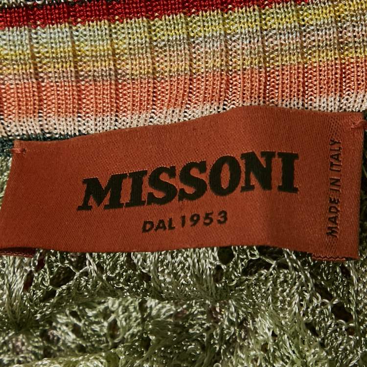 Pre Owned Missoni Multicolor Zig Zag Knit Open Front Cardigan S