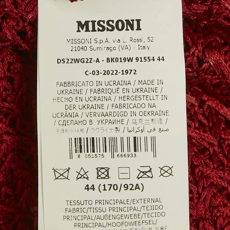 Pre Owned Missoni Red Crochet Strapless Sheer Maxi Dress M