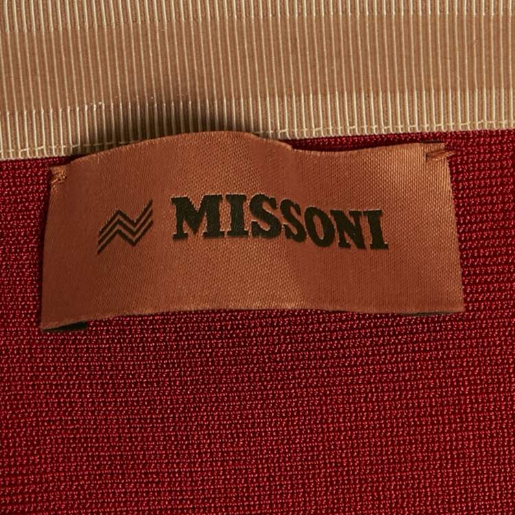 Pre Owned Missoni Red Crochet Strapless Sheer Maxi Dress M