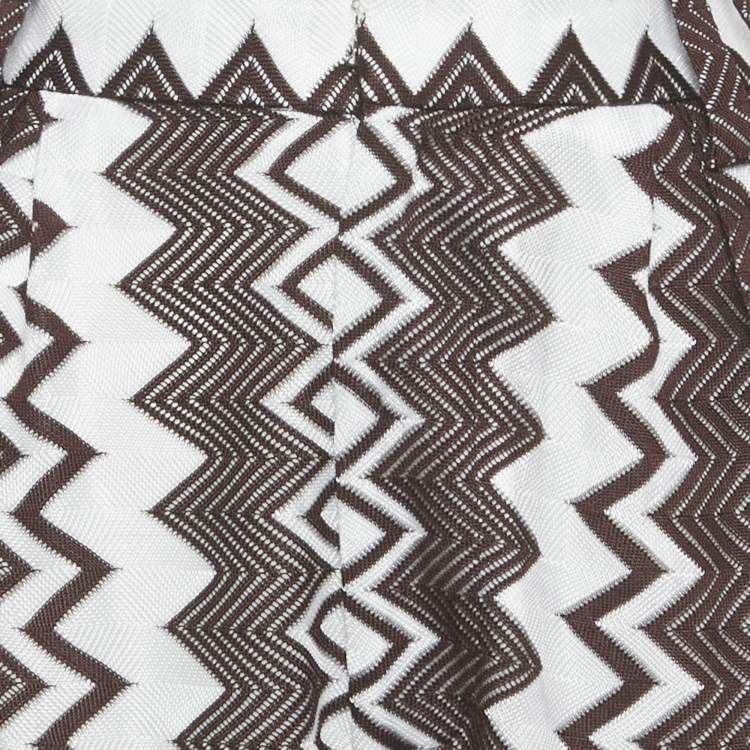 Pre Owned Missoni Brown/White Zig Zag Knit Trousers S