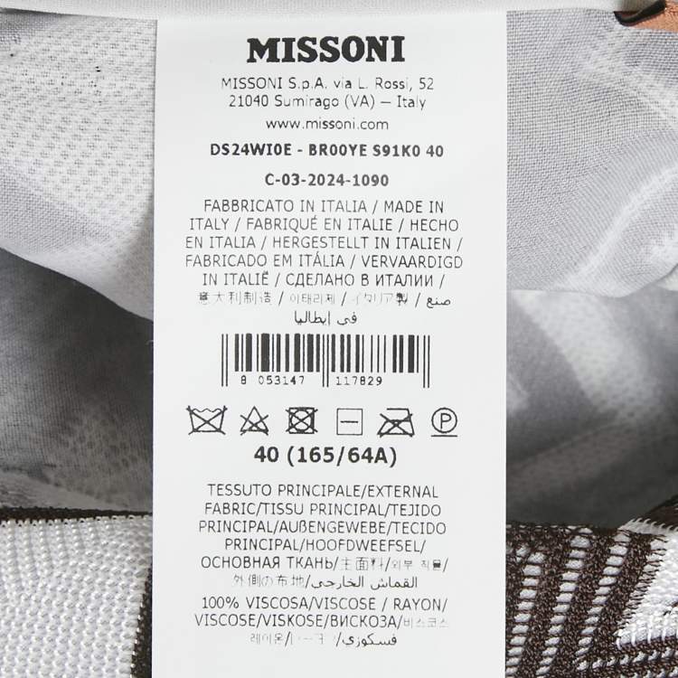 Pre Owned Missoni Brown/White Zig Zag Knit Trousers S