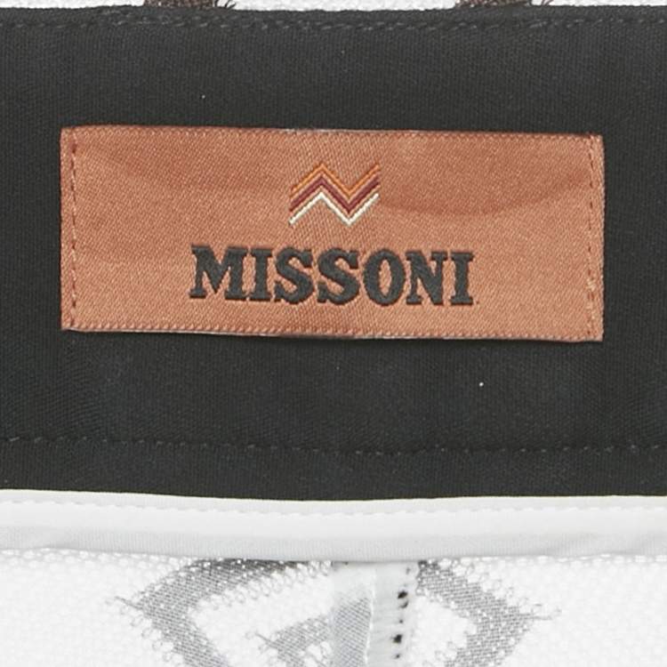 Pre Owned Missoni Brown/White Zig Zag Knit Trousers S
