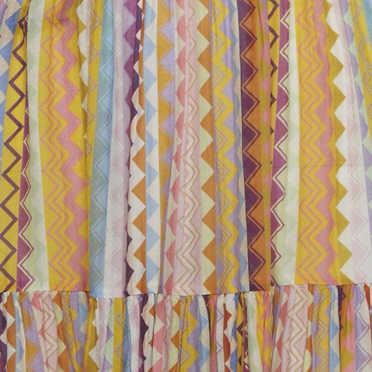 Pre Owned Missoni Multicolor Zig Zag Cotton Blend Halter Neck Sheer Maxi Dress S