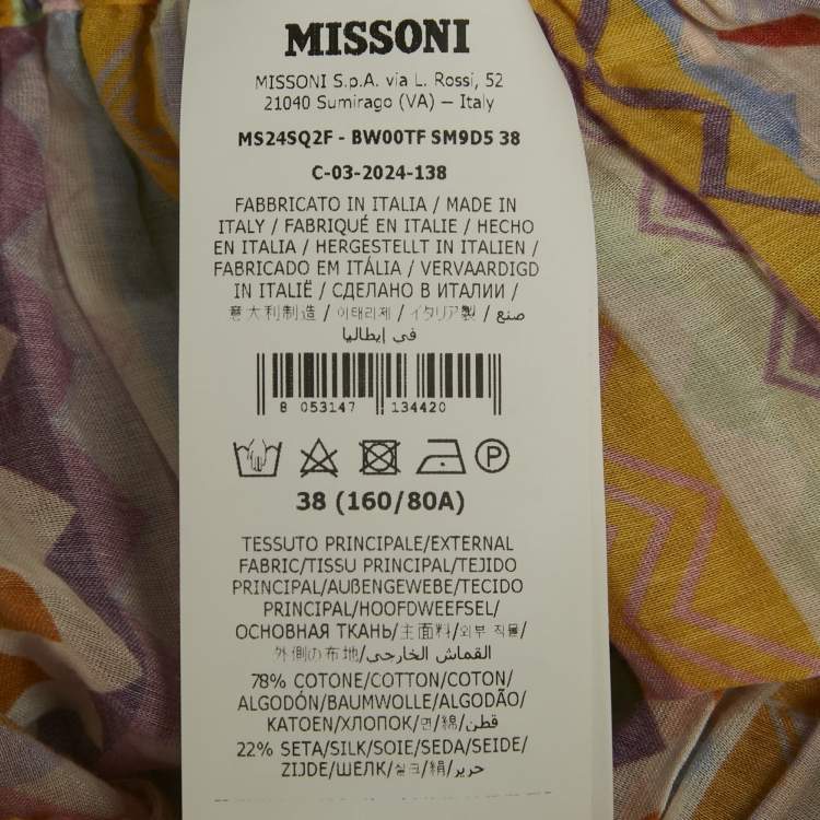 Pre Owned Missoni Multicolor Zig Zag Cotton Blend Halter Neck Sheer Maxi Dress S