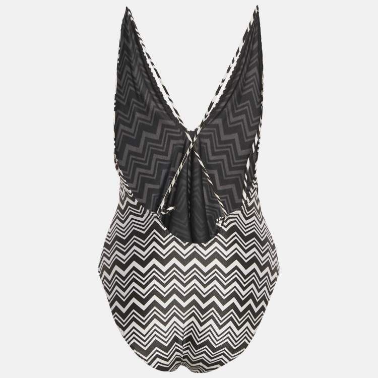 مملوكة مسبقًا ميسوني زيك زاك قميص سباحة أبيض/أسود مقاس متوسط