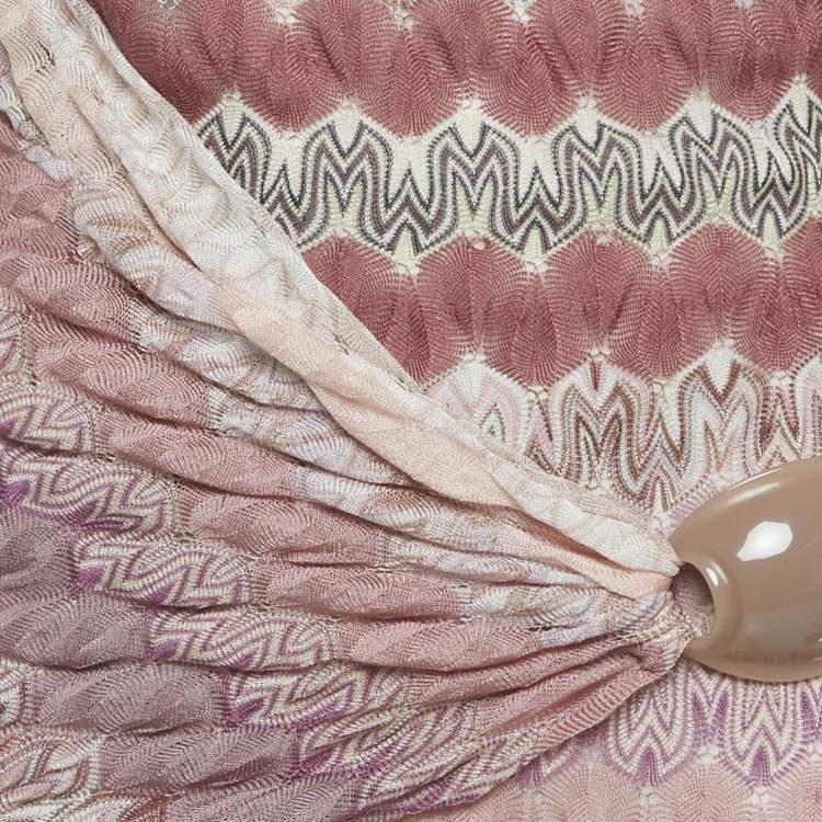 Pre Owned Missoni Multicolor Patterned Knit Belt Detail Midi Dress M