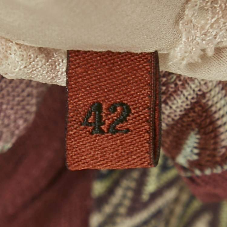 Pre Owned Missoni Multicolor Patterned Knit Belt Detail Midi Dress M