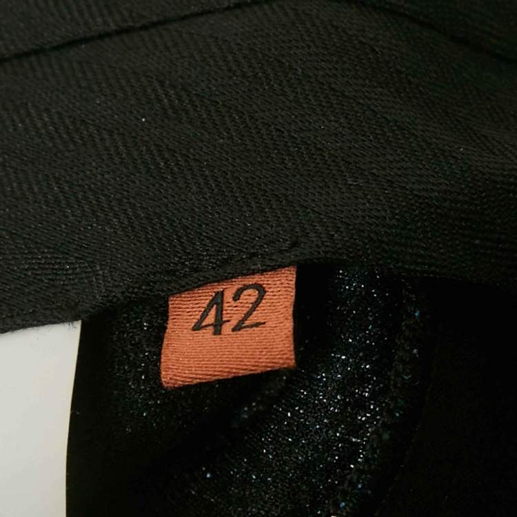 Pre Owned Missoni Silver /Blue Metallic Zig zag Straight Leg Trousers M