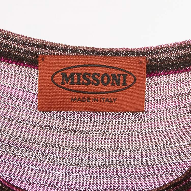 Pre Owned Missoni Pink Lurex Knit Tank Top S