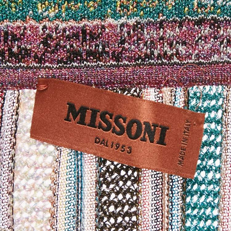 Pre Owned Missoni Multicolor Striped Lurex Knit Skirt M